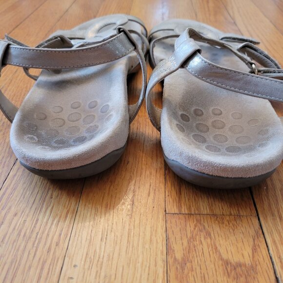 Vionic 11 Metallic Gold Leather Slingbacks Comfort Orthaheel JODIE Open Toe‎ - Picture 8 of 9